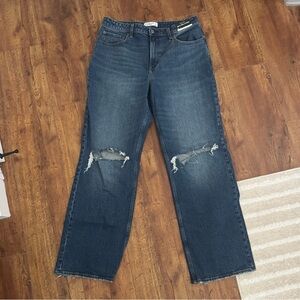 Abercrombie & Fitch Dark Blue Distressed Straight Leg Jeans